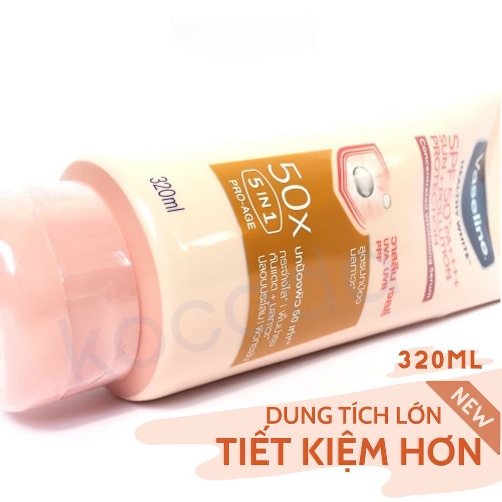 Sữa dưỡng thể trắng da Vaseline 50x Thái Lan chống nắng SPF50+ PA++++ bảo vệ da giúp da sáng rạng rỡ 320ml