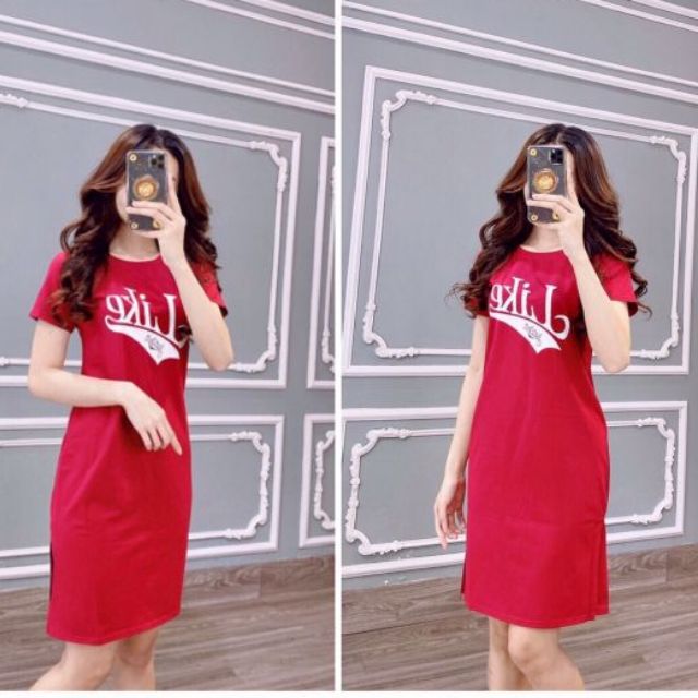 Đầm suông THUN THÁI LiKe form dài - xẻ tà (bao chất đẹp) | BigBuy360 - bigbuy360.vn