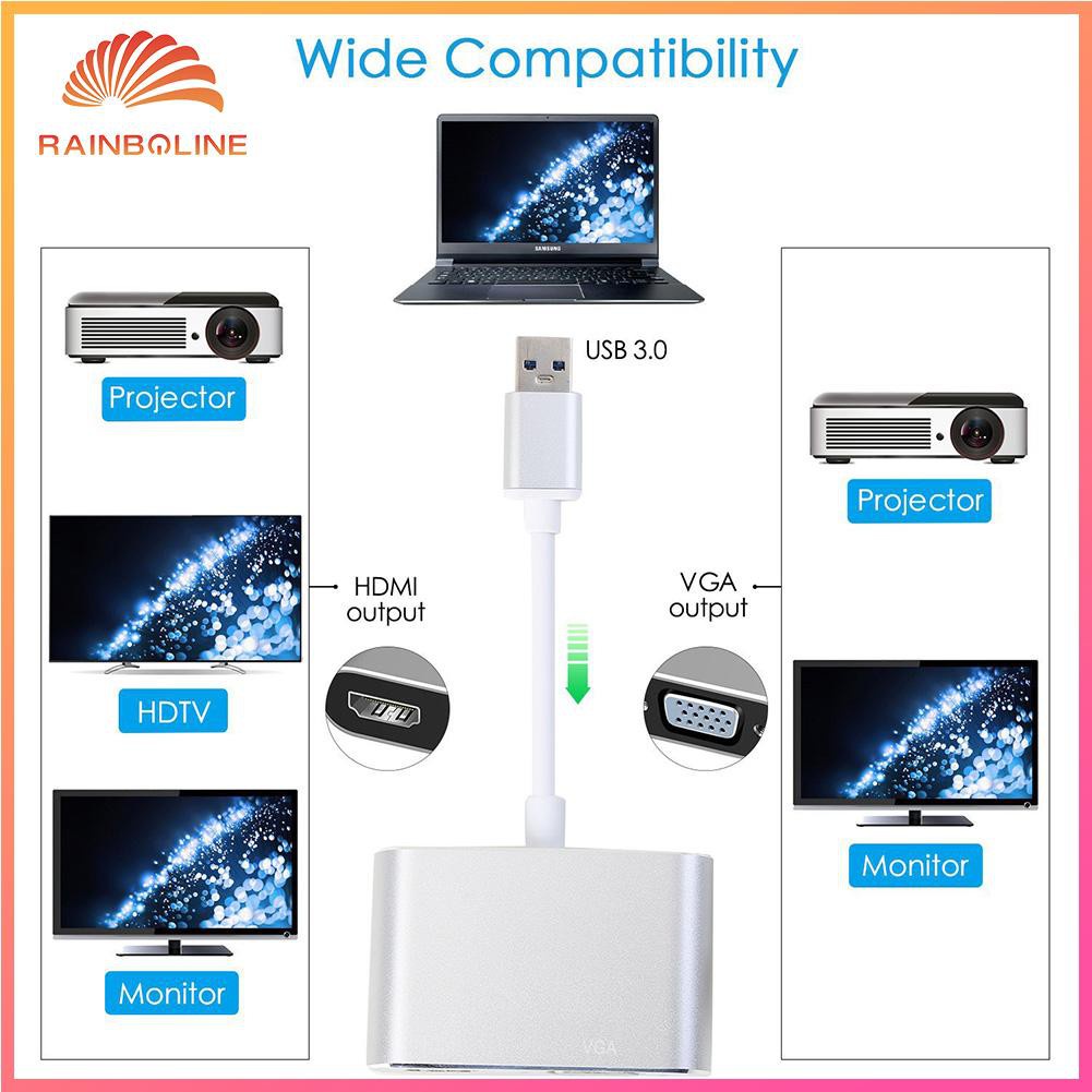 Bộ Chuyển Đổi Usb 3.0 Sang Hdmi-Compatible Vga 1080p Cho Windows 7 / 8 / 10 Pc Tv | BigBuy360 - bigbuy360.vn