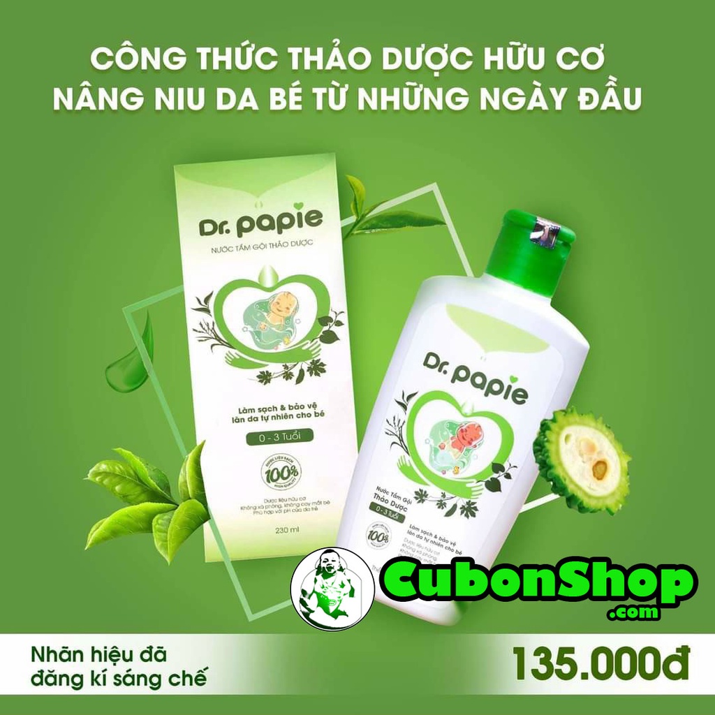 Nước tắm thảo dược chống muỗi  Dr Papie cho bé 230ml