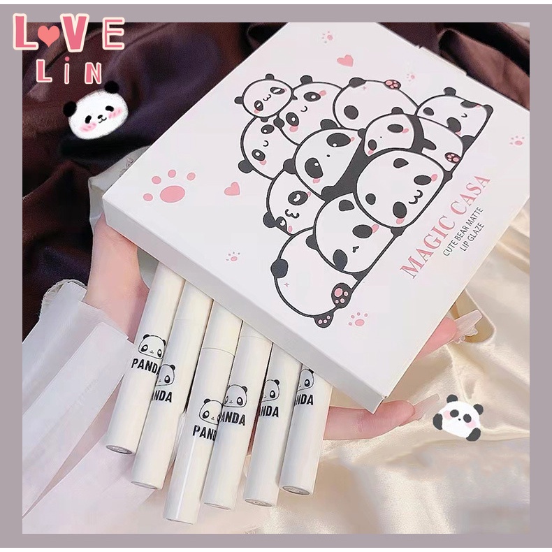 Set Son Môi Lì Mịn Như Nhung Imagic Thiết Kế Hình Chú Gấu Dễ Thương Kèm Hộp Đựng