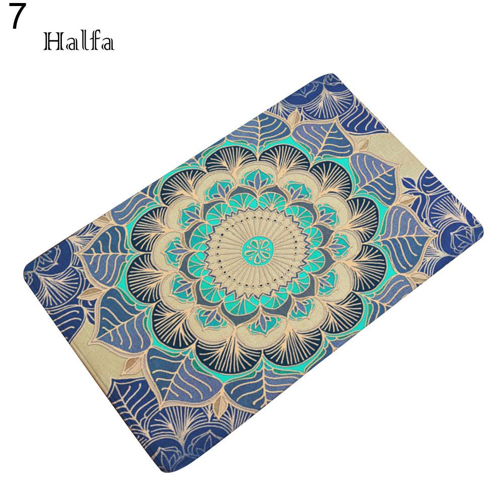 HL Thảm Chùi Chân Họa Tiết Hình Học Mandala Thấm Hút Nước Chống Trượt Phong Cách Bohemian