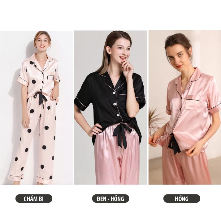 [50 MẪU] Đồ Bộ Pijama Lụa Quần Dài Tay Ngắn Cao Cấp Mịn &amp; Mướt