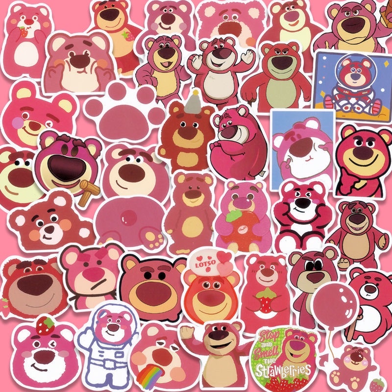 Sticker Gấu Hồng Trang Trí Điện Thoại, Sổ Tay, Bình Nước