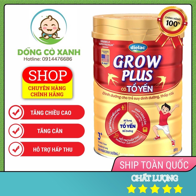 [Tang 1 bộ boing]Sữa Growplus Grow plus Tổ Yến 3+ 850g [Cho trẻ từ 3 tuổi trở lên]