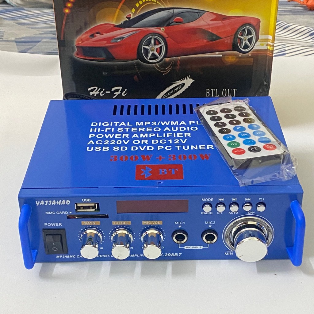 Ampli mini âm ly ô tô WXF AV-298BT đa năng Công suất lớn 360W tích hợp Bluetooth và Karaoke nguồn DC 220V Và 12V