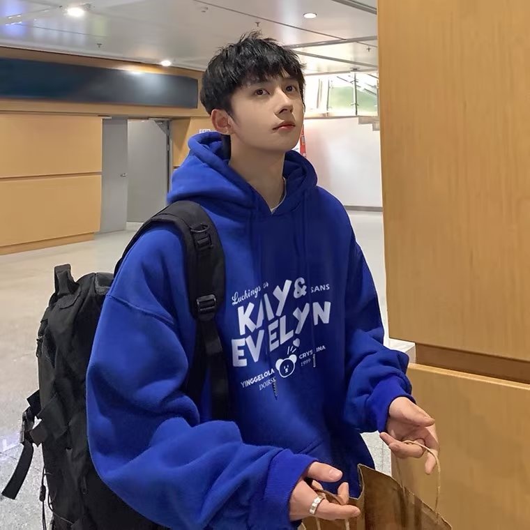 Áo Hoodie In Chữ Klein Màu Xanh Dương Hợp Thời Trang Dễ Phối Đồ Cho Nam Và Nữ