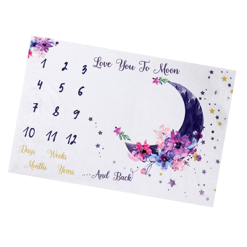 Chăn Vải Flannel Đánh Dấu Cột Mốc Phát Triển Theo Tháng Làm Phông Nền Chụp Ảnh Cho Bé Sơ Sinh