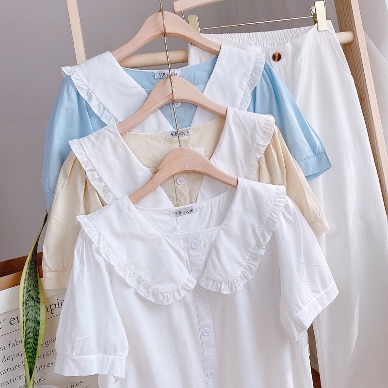 Sơ mi cộc tay cổ phối màu