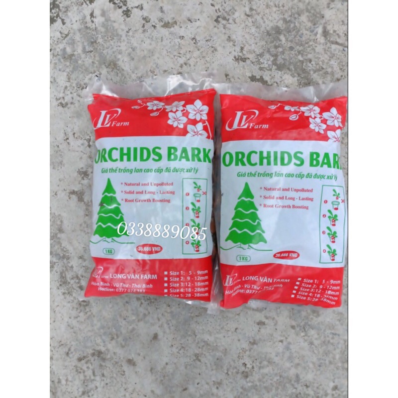 Vỏ Thông Mài Cạnh ORCHIDS BARK 1KG - LONG VÂN FARM - Giá Thể Trồng Lan,hàng đẹp