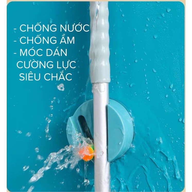 Móc treo cây lau nhà ❤️SALE❤️ Móc dán tường chịu lực kẹp chổi lau nhà thiết kế mới siêu đẹp mắt QC233