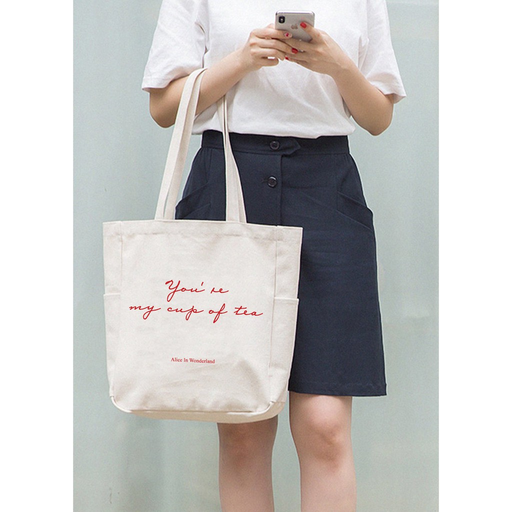 Túi Vải Tote Ginko Unisex Phong Cách Hàn Quốc In Hình YOU'RE MY CUP OF TEA K03