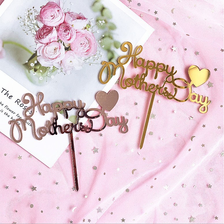 Que Cắm Trang Trí Bánh Kem Chữ Happy Mother 'S Day Love Mom Happy One Year