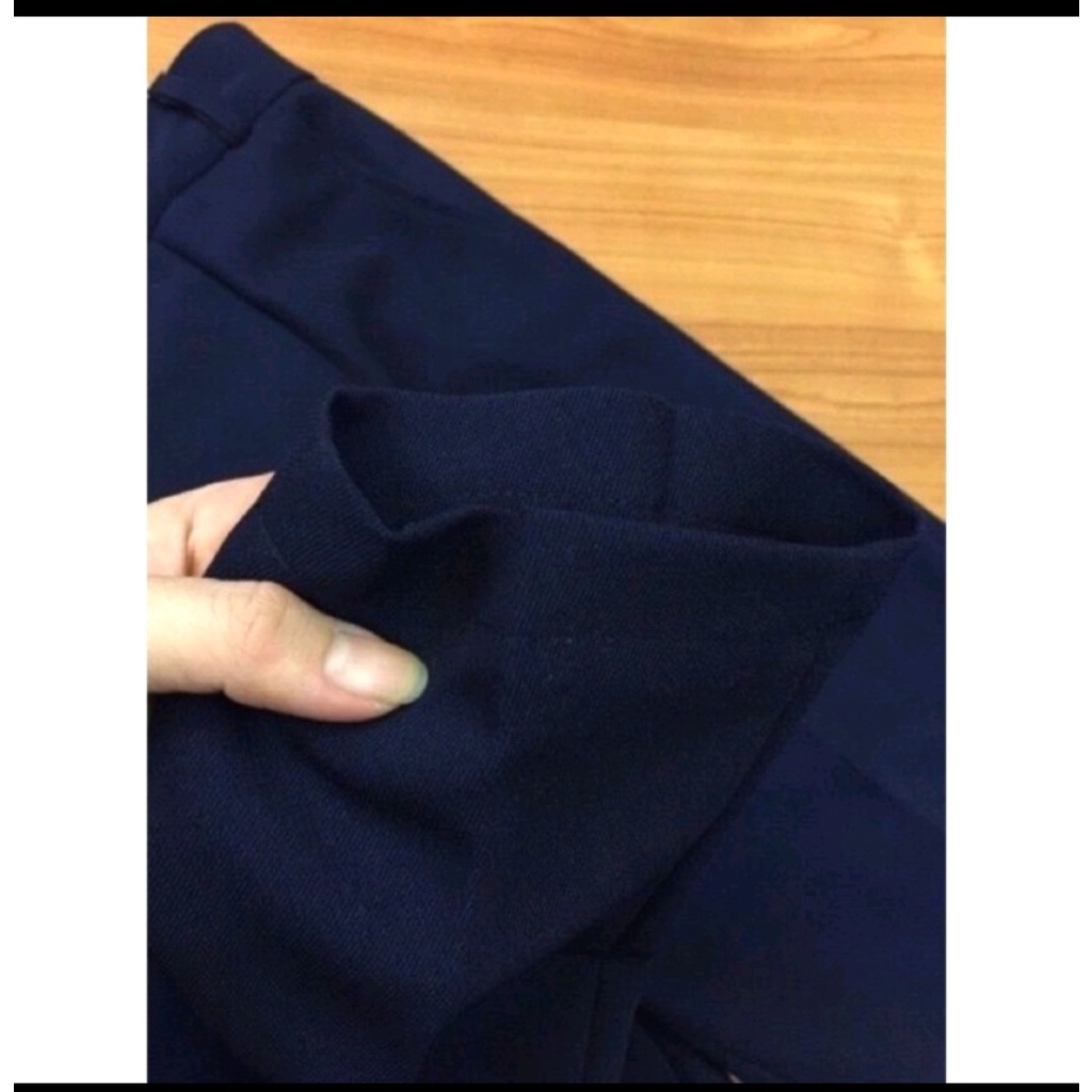 Quần tây nữ lưng cao đi học làm công sở ống đứng dài màu đen xanh vải dày - Dáng quần baggy nữ cạp cao công sở học sinh