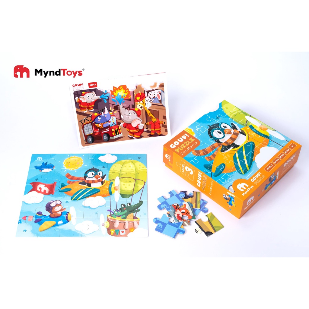 Bộ Xếp Hình Puzzle Gồm 3 Tranh 24 - 30 - 40 Mảnh Ghép Cho Bé 3 Tuổi - Go up Puzzle Zoomania MyndToys