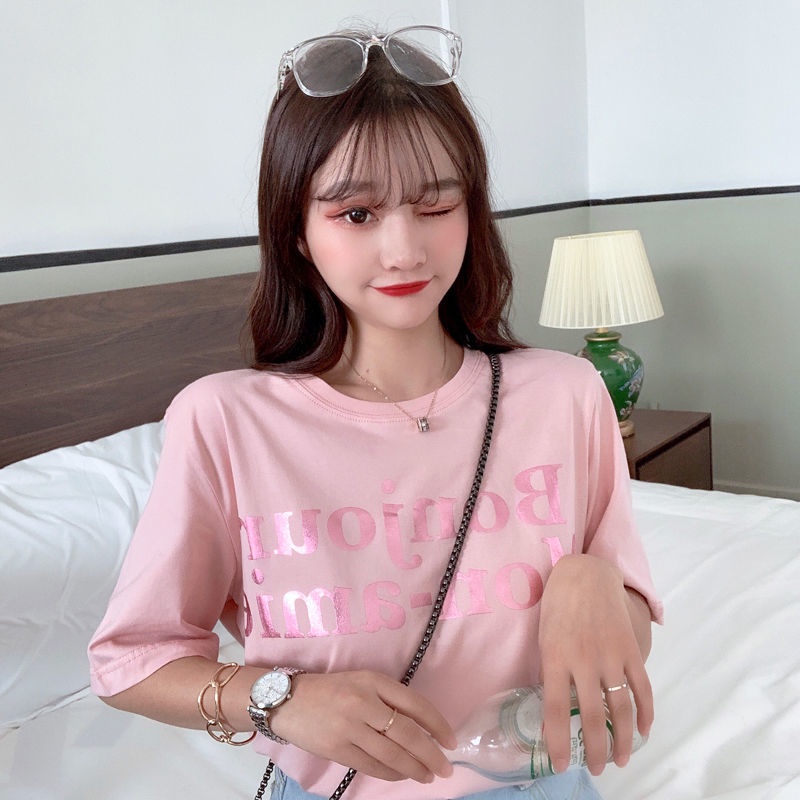 Áo Thun Ngắn Tay In Chữ Thời Trang Mùa Hè Trẻ Trung