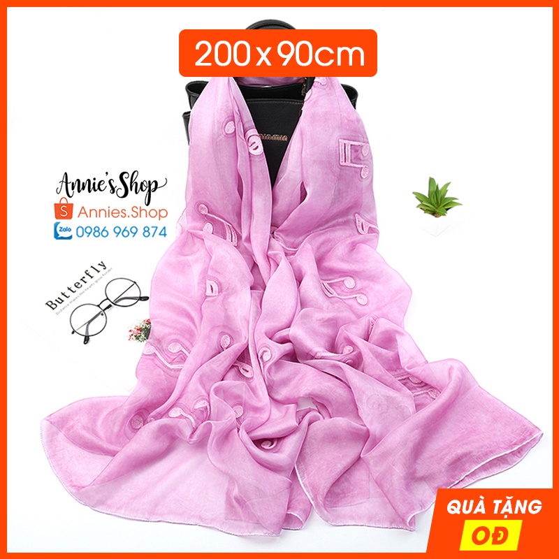 KH025 Khăn lụa thêu 3D Glosbe cao cấp