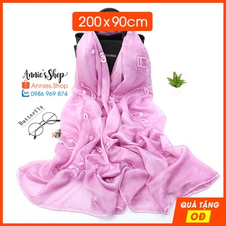 Kh025 khăn lụa thêu 3d glosbe cao cấp