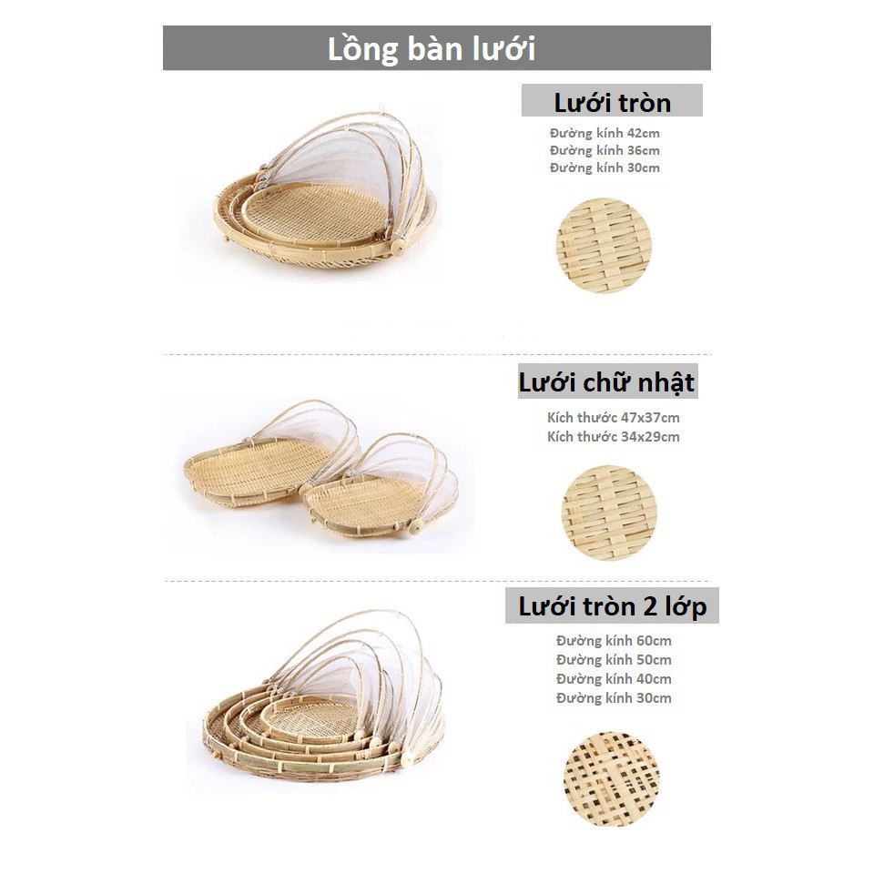 Lồng bàn lưới tre chữ nhật BAMBOOO ECO đồ dùng nhà bếp trang trí decor