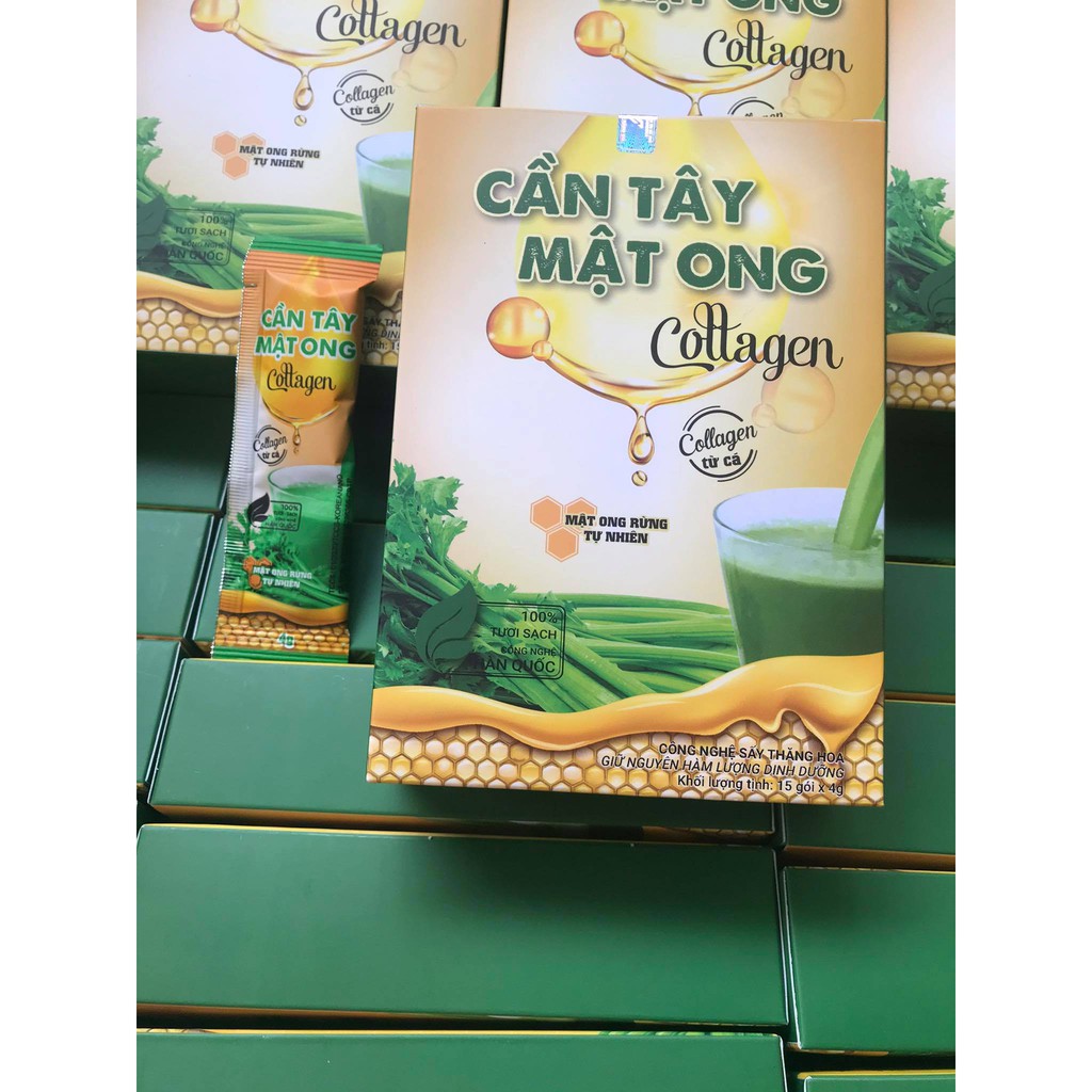 Cần Tây Mật Ong Collagen Hộp 15 Gói Hàng Chuẩn