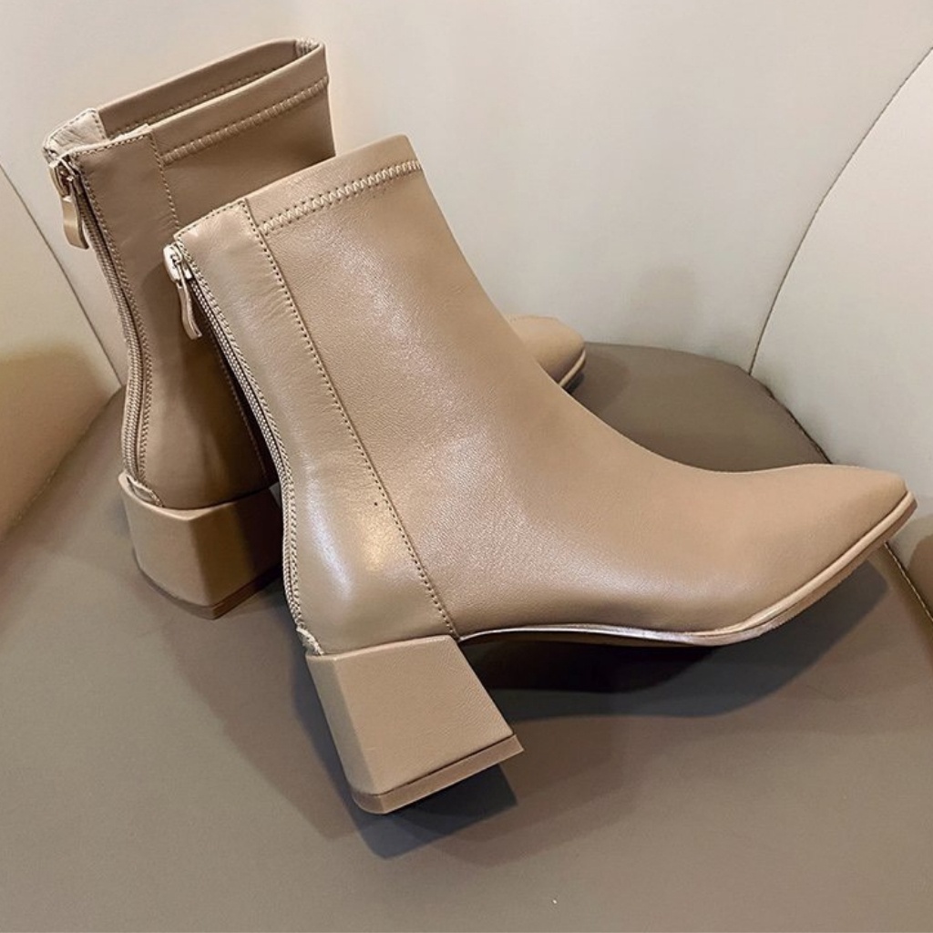 Giày boot da mềm nữ cổ cao khoá sau 5 phân cao cấp - BCC002 | BigBuy360 - bigbuy360.vn