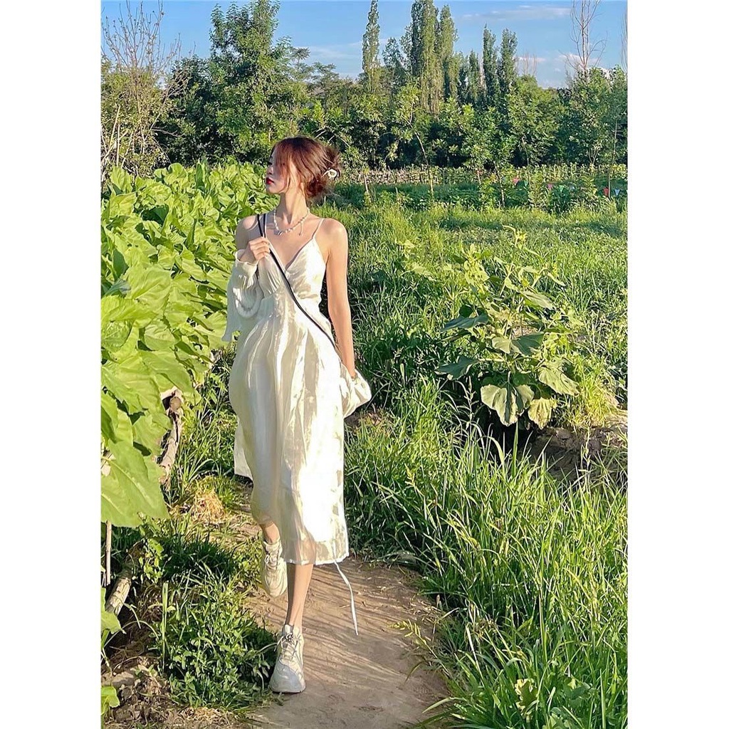 Đầm Cổ Chữ V Hở Lưng Quyến Rũ Thời Trang Xuân Hè Cho Nữ