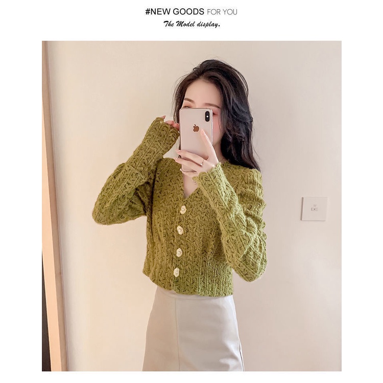 Áo Ren Tay Dài Phồng Cổ Chữ v Thời Trang Thu Đông 2022 Mới