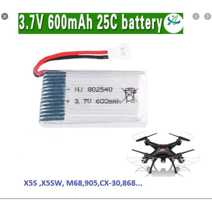 Pin 3.7v 600mah Pin sạc máy bay có mạch bảo vệ xả 25c giá sỉ