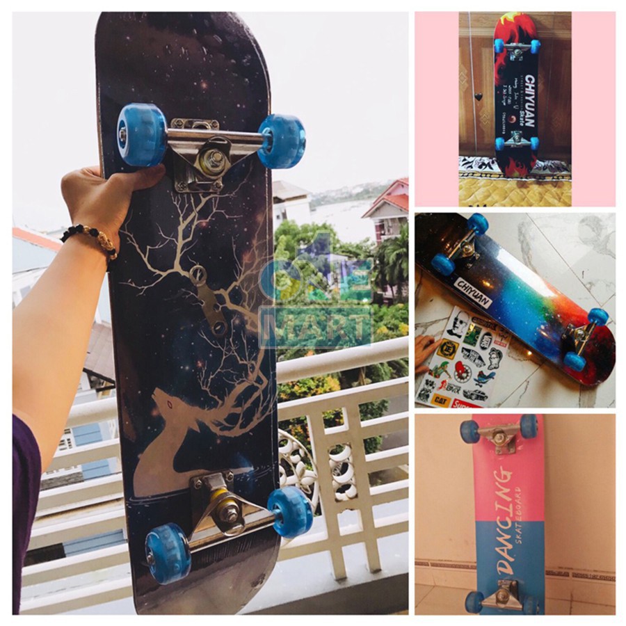 Ván Trượt Thể Thao Skateboard CÓ ĐÈN LED - Ván Trượt Người Lớn Mặt Nhám CAO CẤP - Siêu chịu lực, Gỗ Phong Ép 7 Lớp