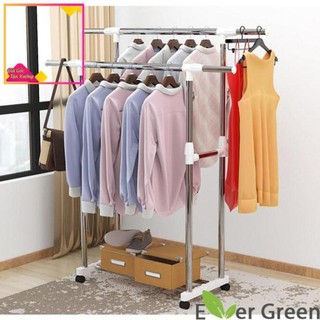 Giá Phơi Quần Áo Ninda RD217 Inox 2 Tầng Có Bánh Xe