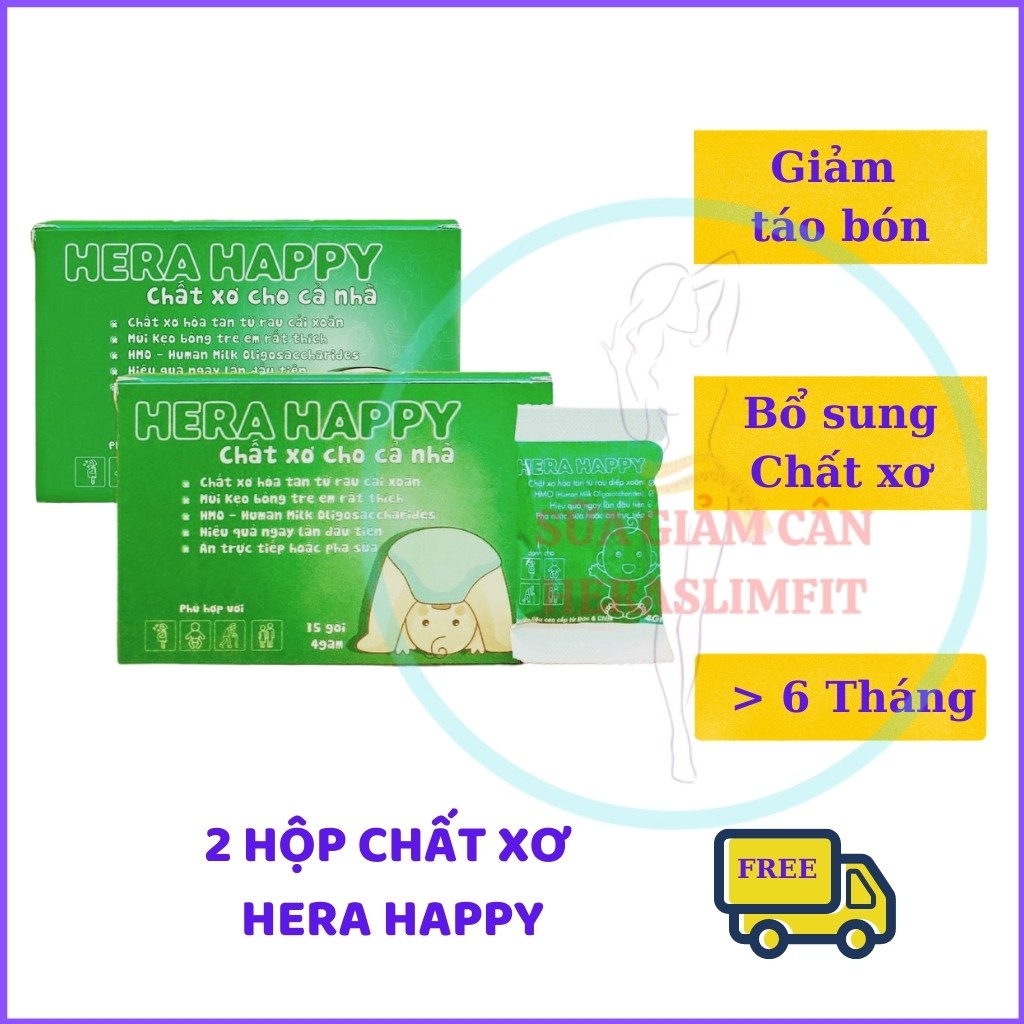 Chất Xơ HERA HAPPY CX02 - Chất xơ Hòa Tan - Hỗ Trợ Táo Bón - Bổ sung Chất xơ (02 Hộp = 30 Gói)