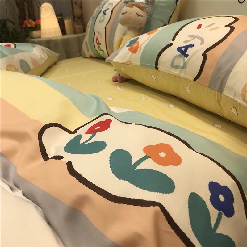 Bộ Chăn Ga Cotton POLY THỎ HỒNG KẺ 2020chăn, ga, cotton, ga nệm, chăn ga, cotton poly, chăn nệm, chăn ga gối, bedding️