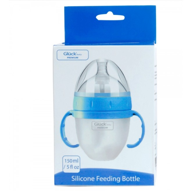 Bình sữa silicone Gluck Premium 150ml (Xanh/Hồng)