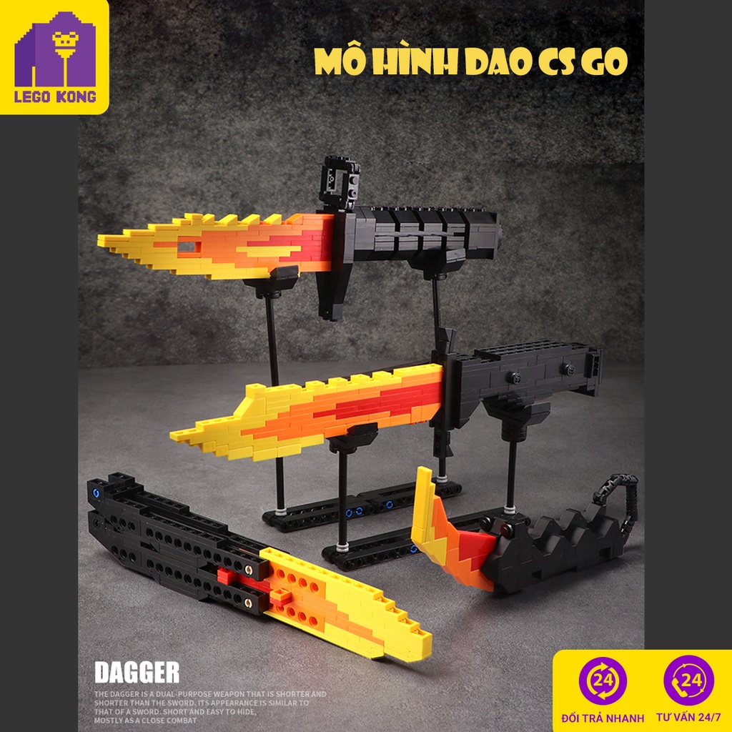 Đồ chơi lắp ráp block mô hình CSGO butterfly karambit m9 bayonet bouy xếp hình quân đội trang trí decor góc làm việc