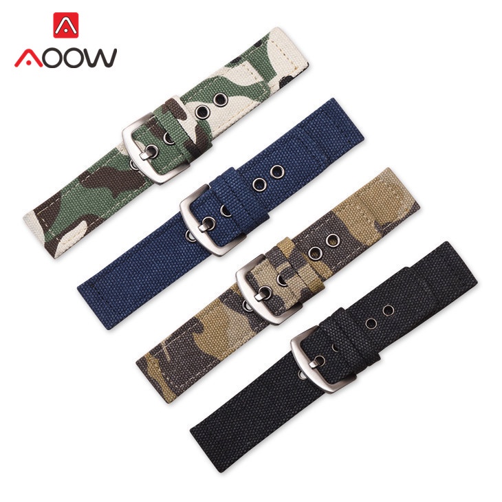 Dây Đeo Đồng Hồ Bằng Nylon Nylon Rằn Ri 18mm 20mm 22mm 24mm Dành Cho Nam Nữ