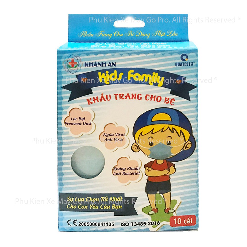 [KHẨU TRANG] Hộp 10 Khẩu Trang Kháng Khuẩn Kids Family Bé Từ 5 - 12 Tuổi