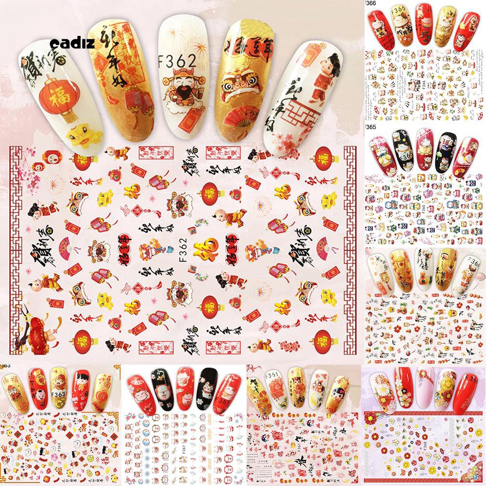 Sticker dán móng tay chúc mừng năm mới kiểu Trung Hoa