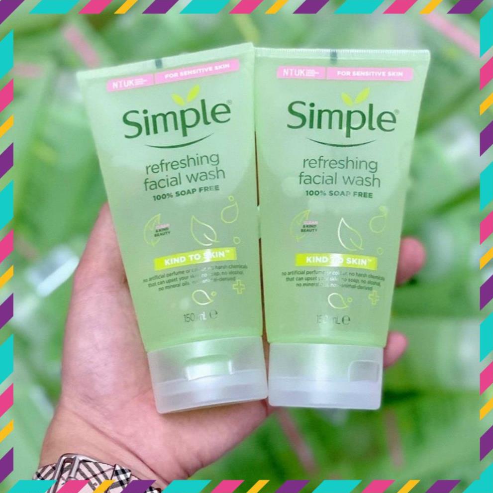 Sữa Rửa Mặt Simple Gel Kind To Skin Refreshing Facial Wash Gel 150ml