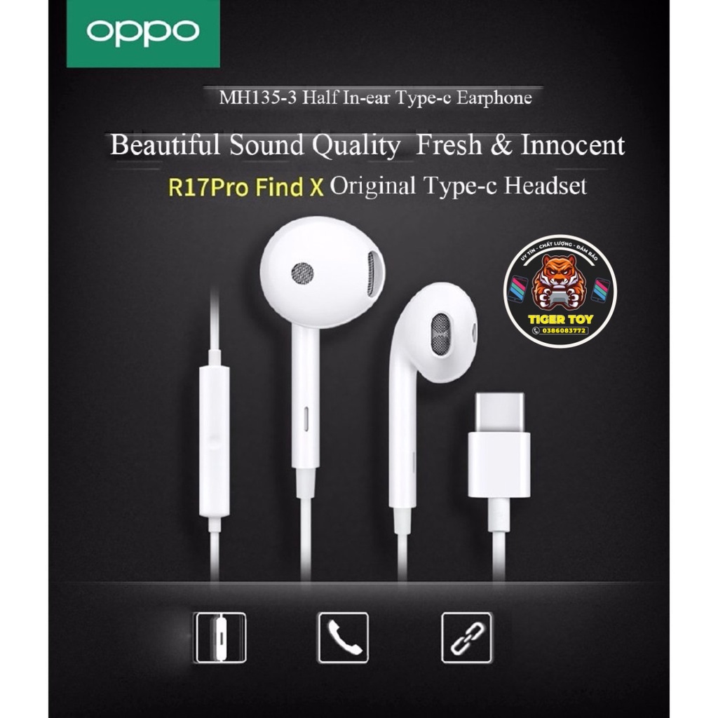 Tai nghe Type c dành cho các máy Sam Sug Oppo Huawei Xiaomi One Plus chính hãng, tai phone android nhét tai