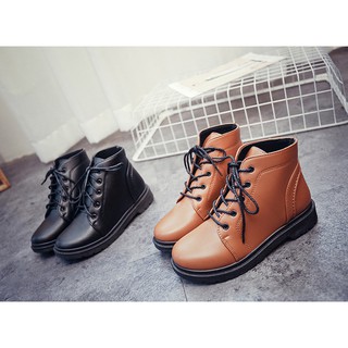 GIÀY BOOT CỔ THẤP CỘT DÂY CÁ TÍNH MÀU NÂU