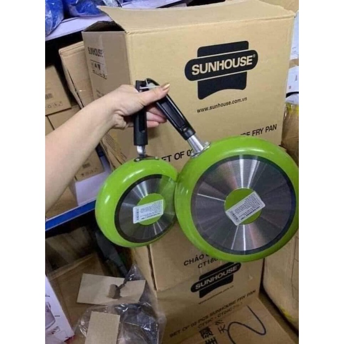 Bộ đôi chảo Sun  house size 18 và size 24 chống dính 3 lớp siêu đẳng #CHÍNH_HÃNG