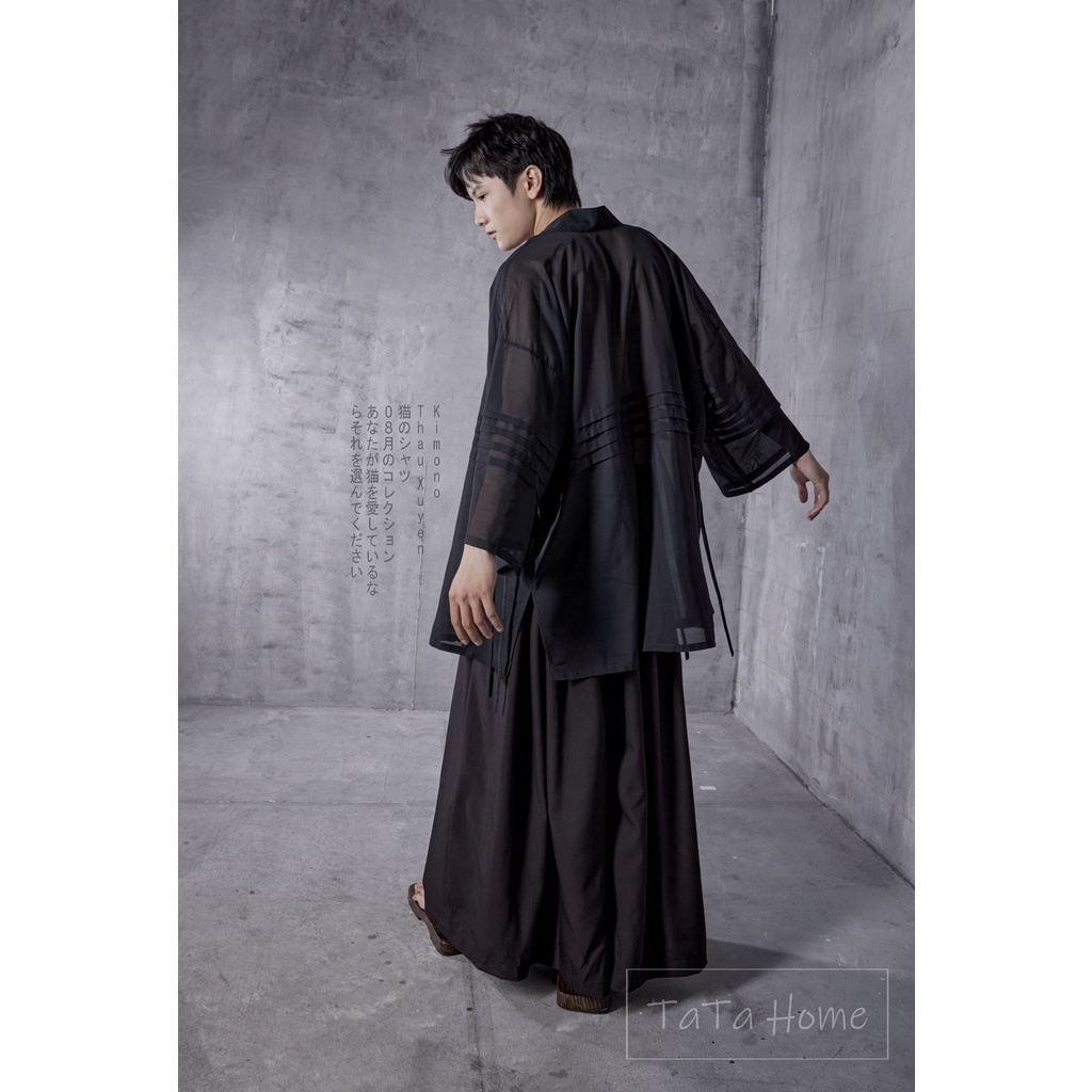 Kimono Voan đen - Kimono Thâu Xuyến made by TaTa Home