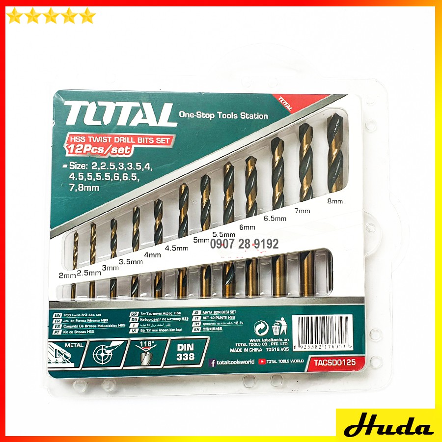 BỘ 12 MŨI KHOAN KIM LOẠI Total TACSD0125 uio