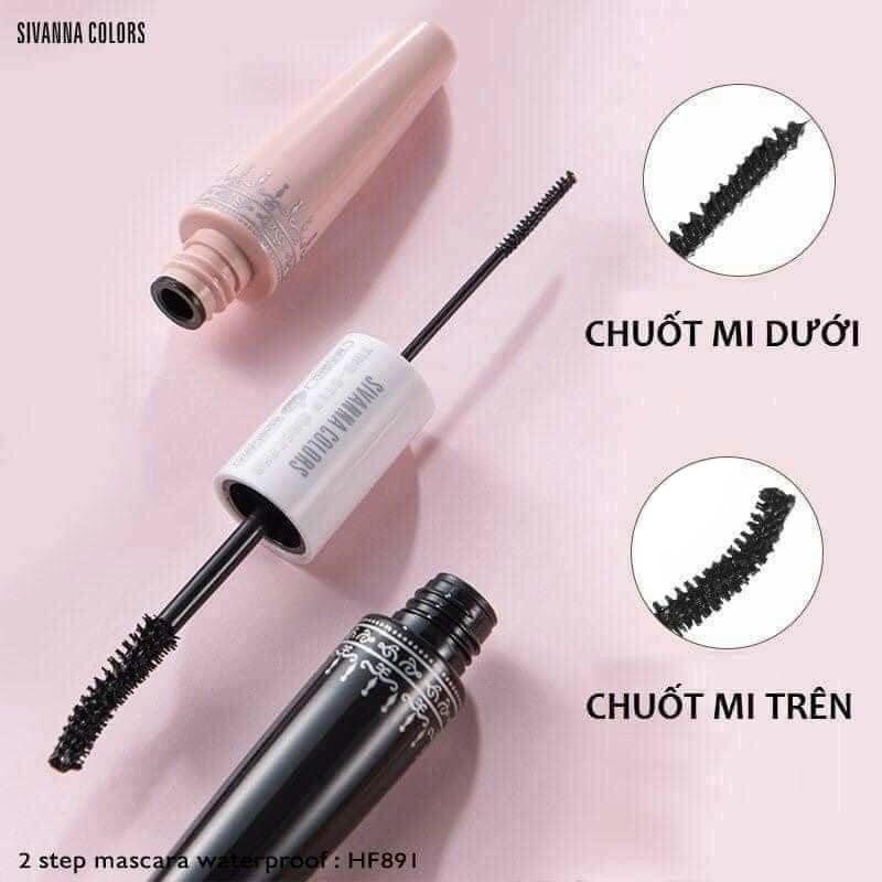 Mascara 2 Đầu Sivanna 6x Không Thấm Nước và Tơi Mi