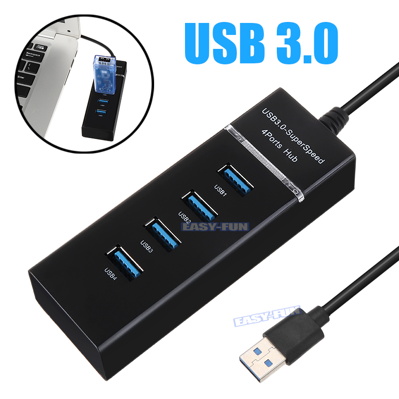 [Truyền tốc độ cao 5Gbps]Hub USB 3.0 4 Cổng (Đen) - Bộ Chia USB 3.0 4 Port Với chỉ báo LED