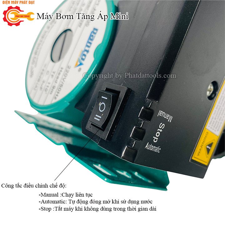 Máy Bơm Tăng Áp Mini  SWIRLS PT-AP100 - Máy Bơm Chịu Nước Nóng - Rơle Từ Siêu Êm - Bảo Hành 6 Tháng