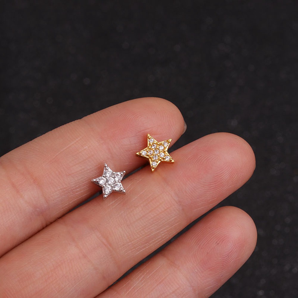 Khuyên Xỏ Cơ Thể Bằng Thép Không Gỉ Đính Đá Zircon 44 Kiểu Thời Trang