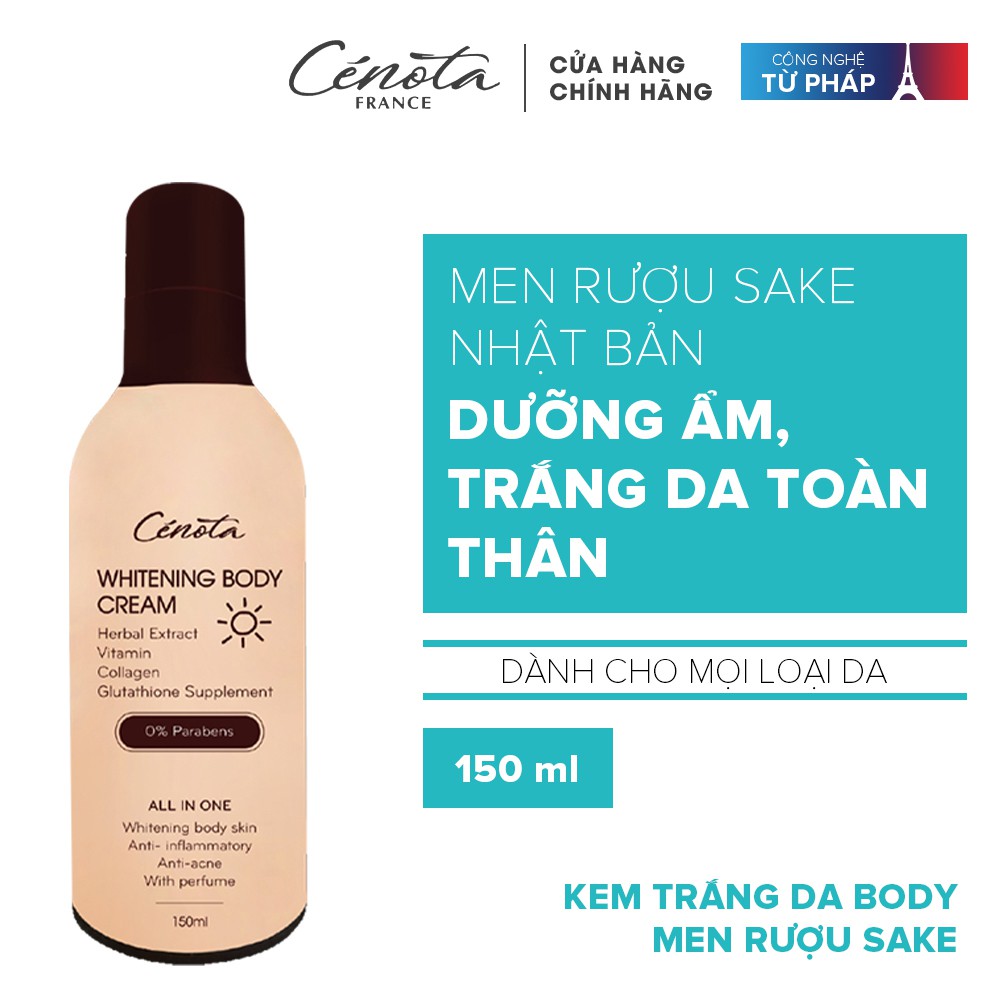 Kem trắng da body Cénota men rượu Sake 150ml