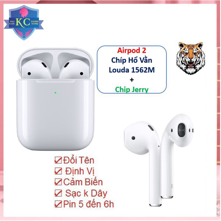 TAI NGHE AI2 Hổ Vằn Chip Louda 1562M - không dây Định Vị- Đổi Tên Âm Thanh Chuẩn- Tai Nghe Bluetooth Nhét tai.