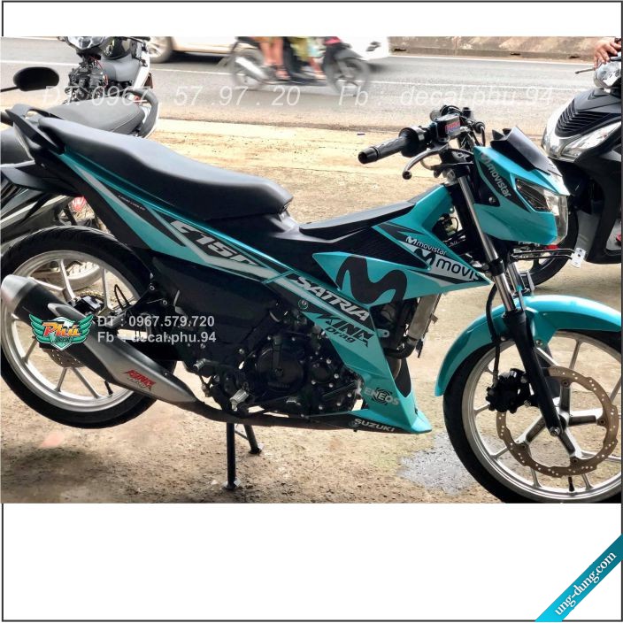 Tem Rời Satria Movistar XAnh trắng đen (C)